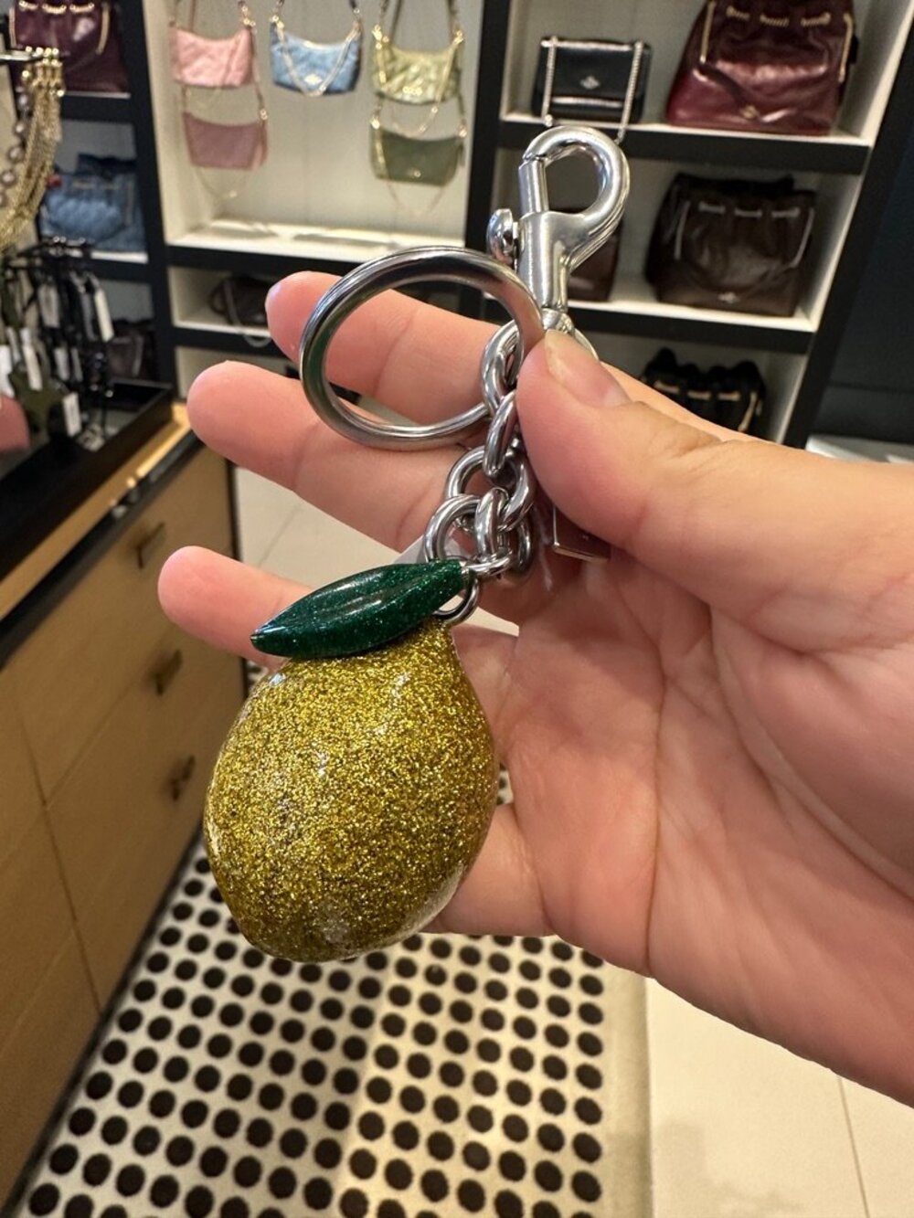 NWT! Coach CAO52 Resin Lemon Bag Charm Keychain Garden Glade In Yellow/Silver